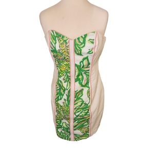WOMEN'S Lilly Pulitzer ANGELA DRESS Seeing Pink Elephant STRAPLESS DRESS sz 4